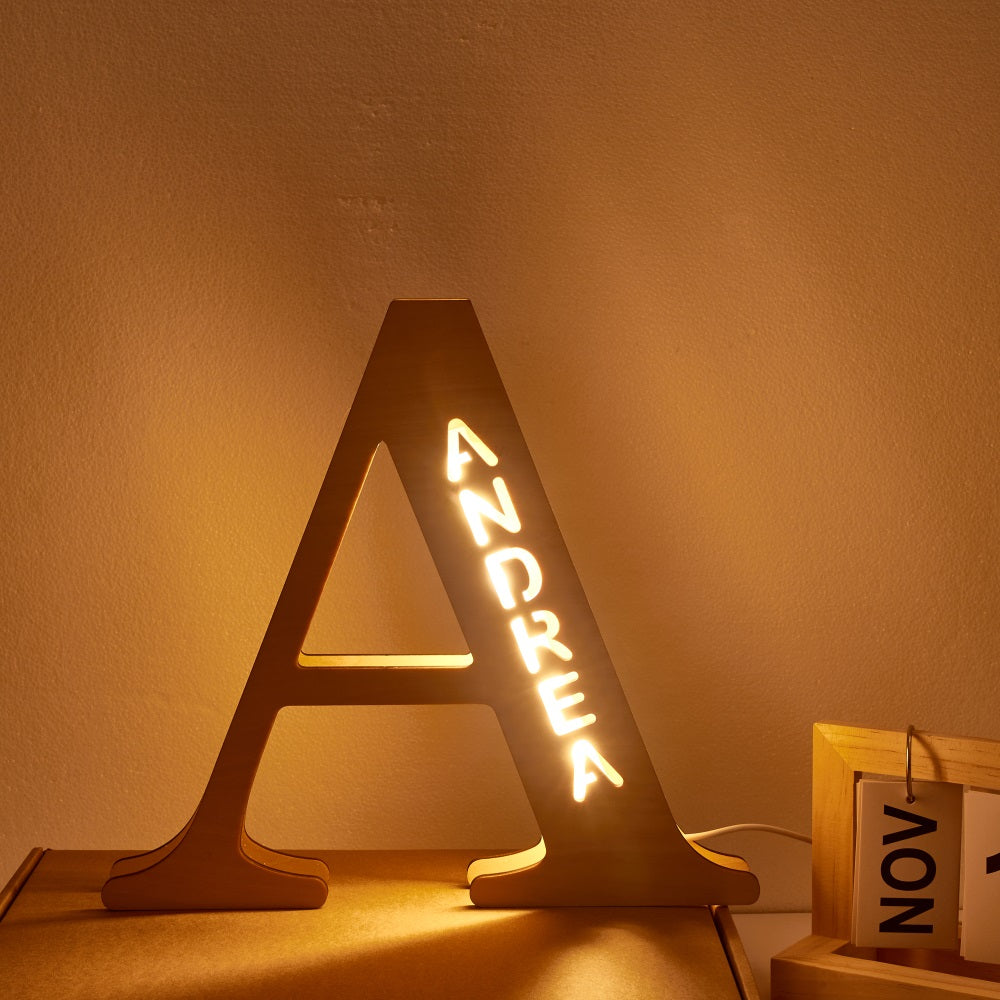 Wooden Letter Wooden Frame Lamp