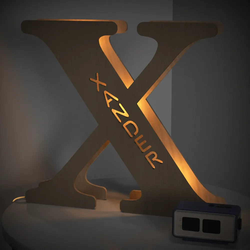Alphabet Wooden Frame Lamp