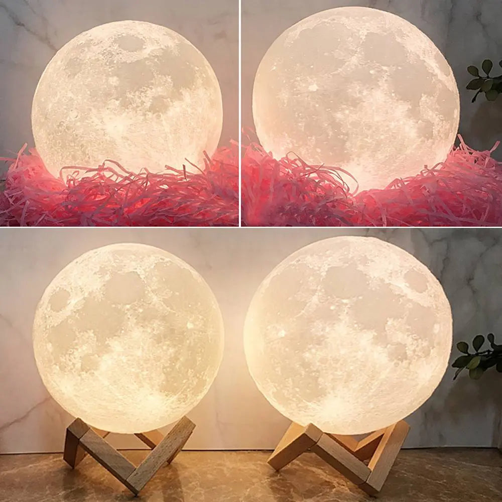 Crescent Moon Wooden Frame Lamp