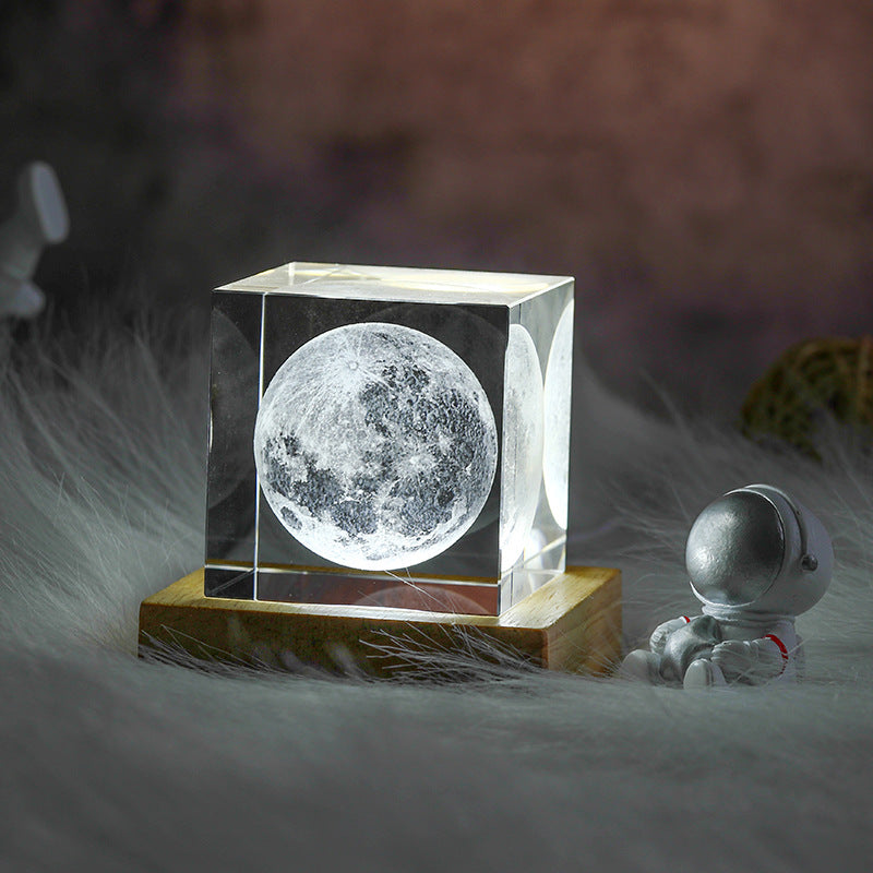3D Moon Crystal Cube Night Light
