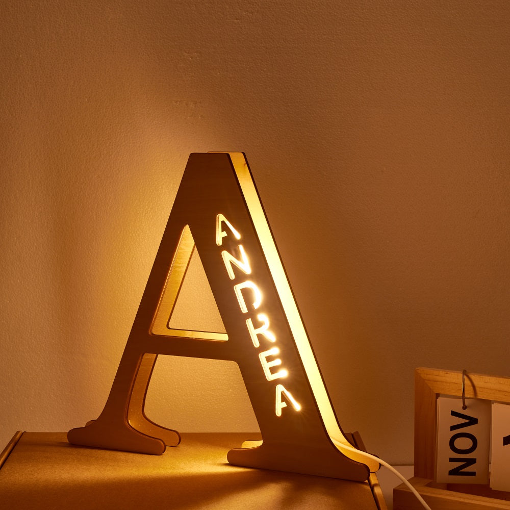 Wooden Letter Wooden Frame Lamp