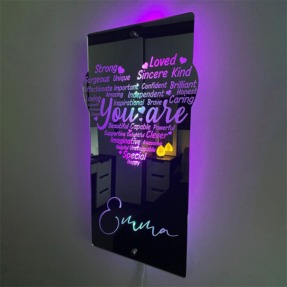 Affirmation Heart Mirror Light
