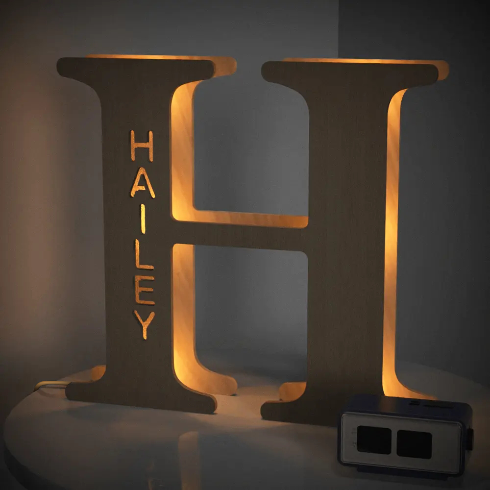 Alphabet Wooden Frame Lamp
