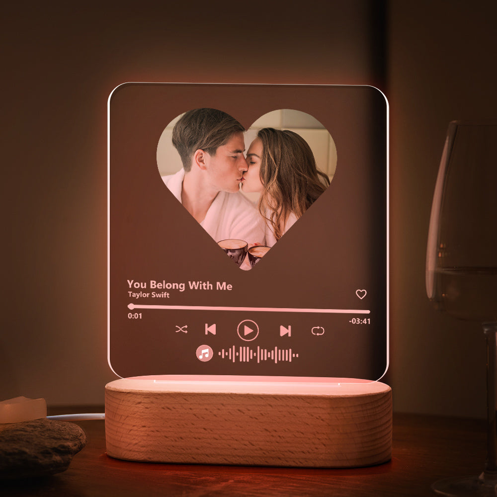 Music Code Heart Acrylic QR Lamp
