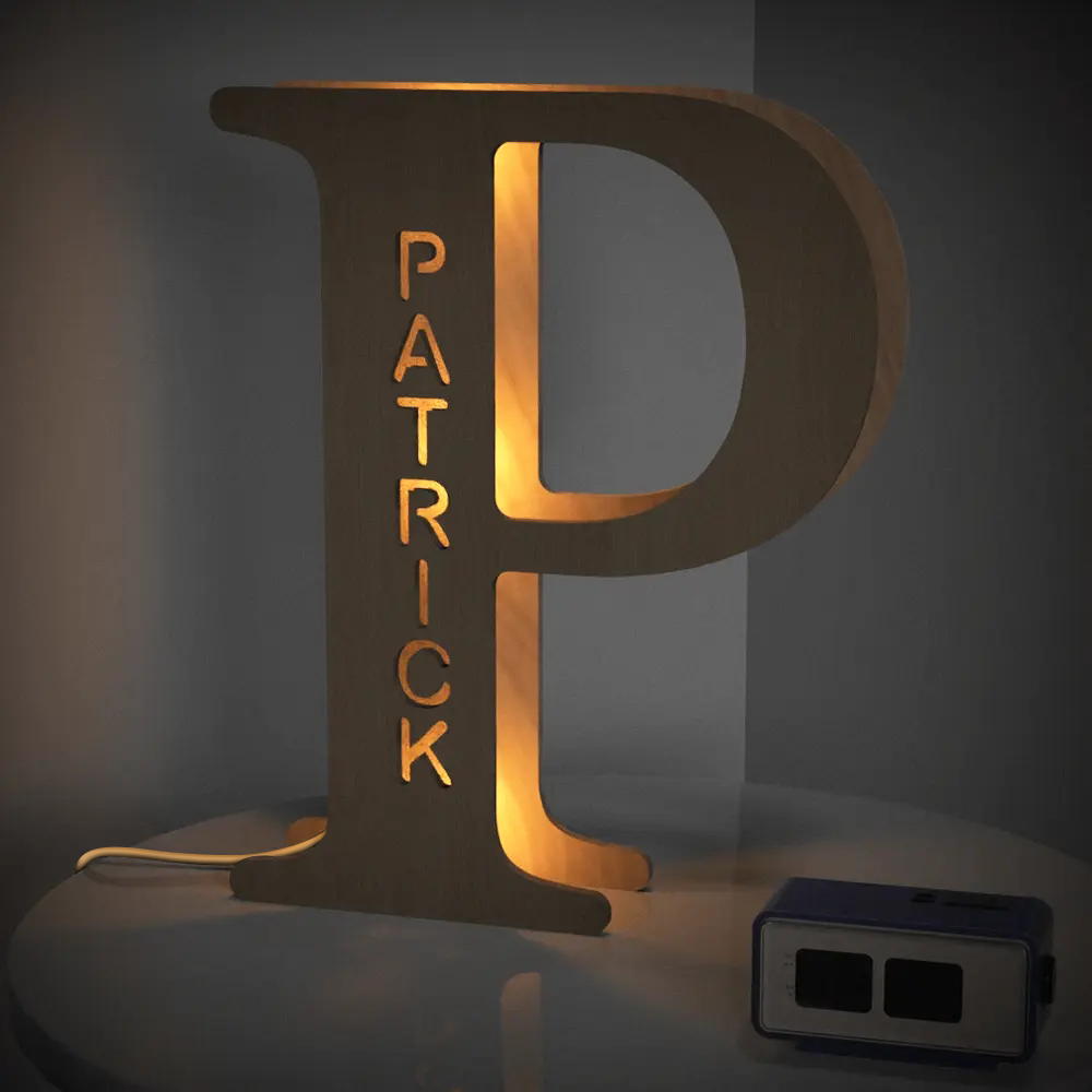 Alphabet Wooden Frame Lamp