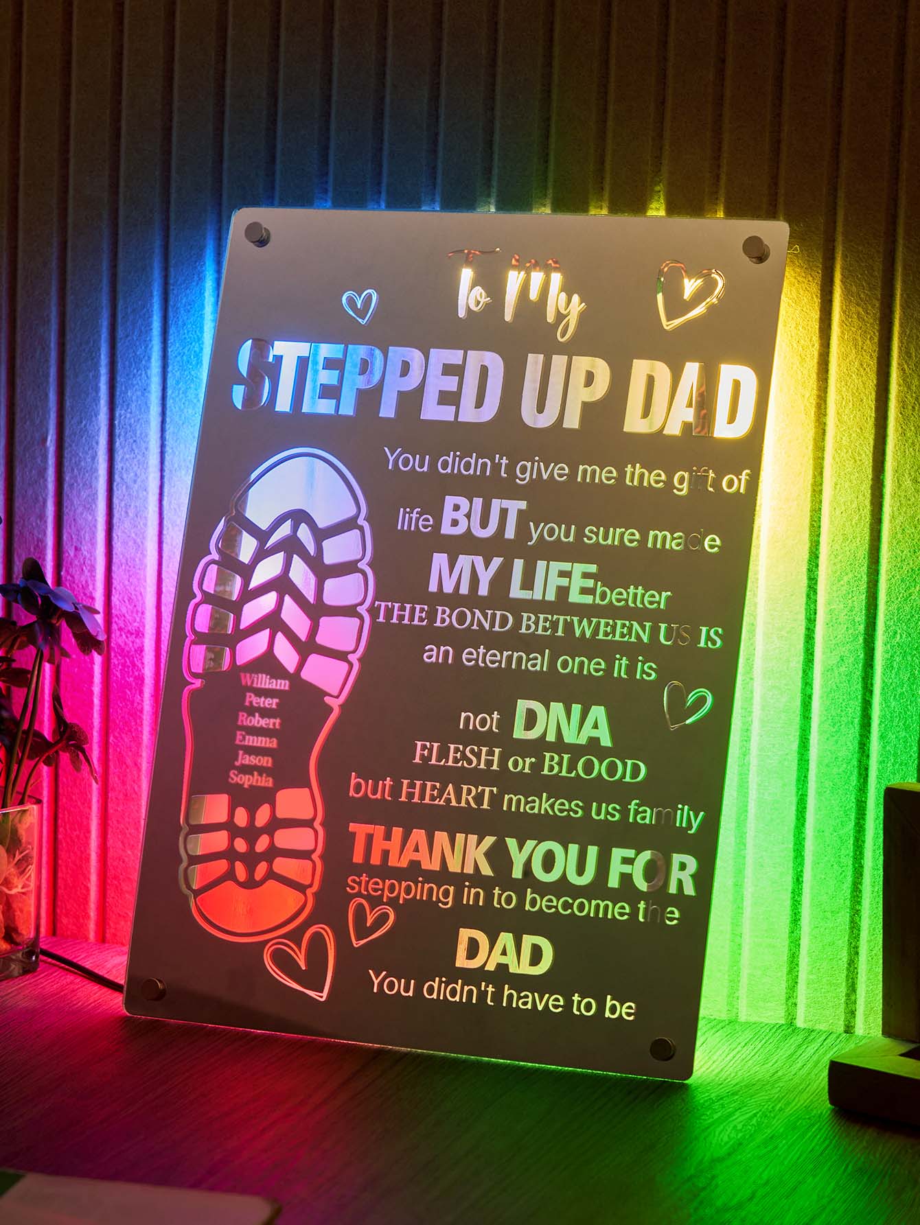 Dad Footprint Mirror Light