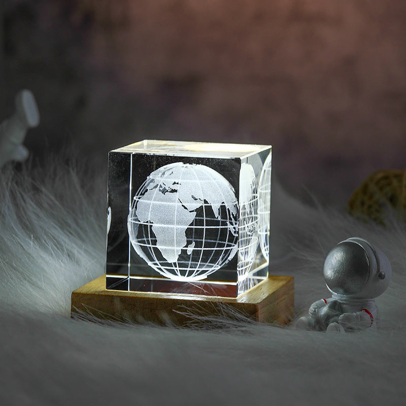 3D Moon Crystal Cube Night Light