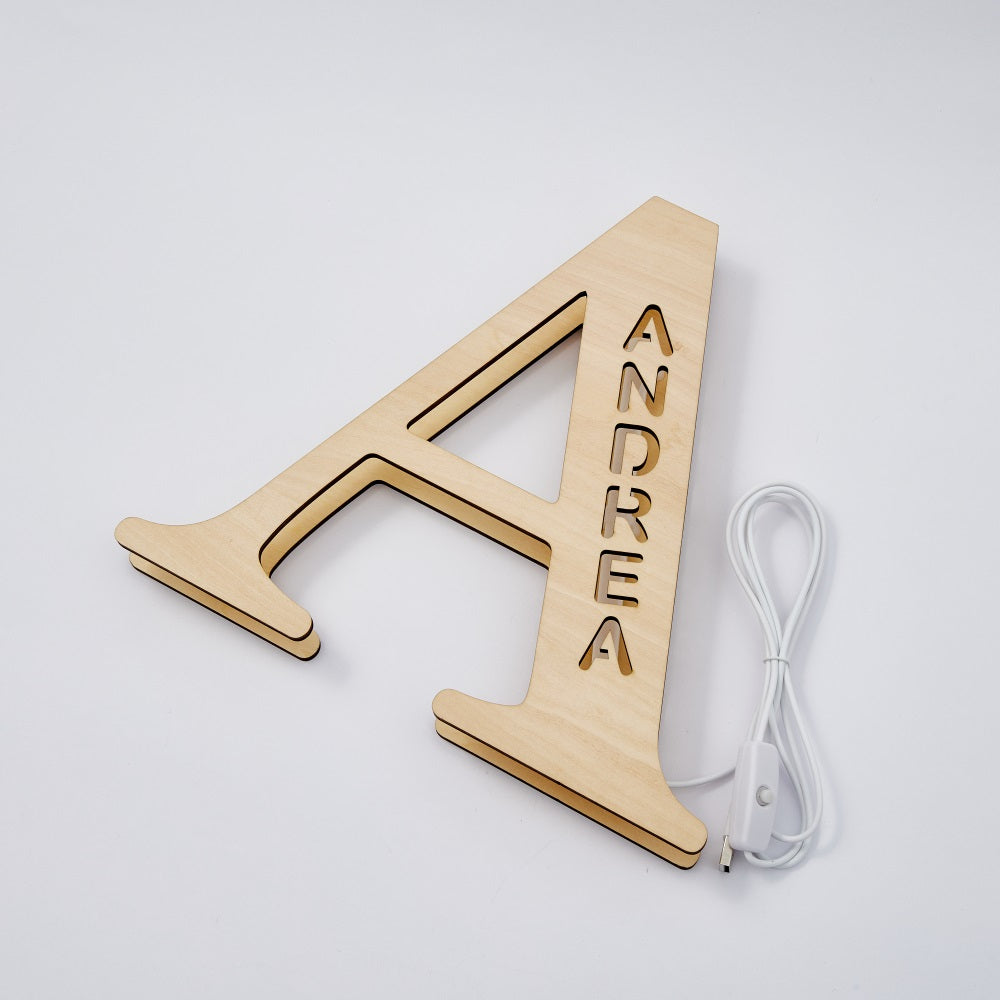 Wooden Letter Wooden Frame Lamp