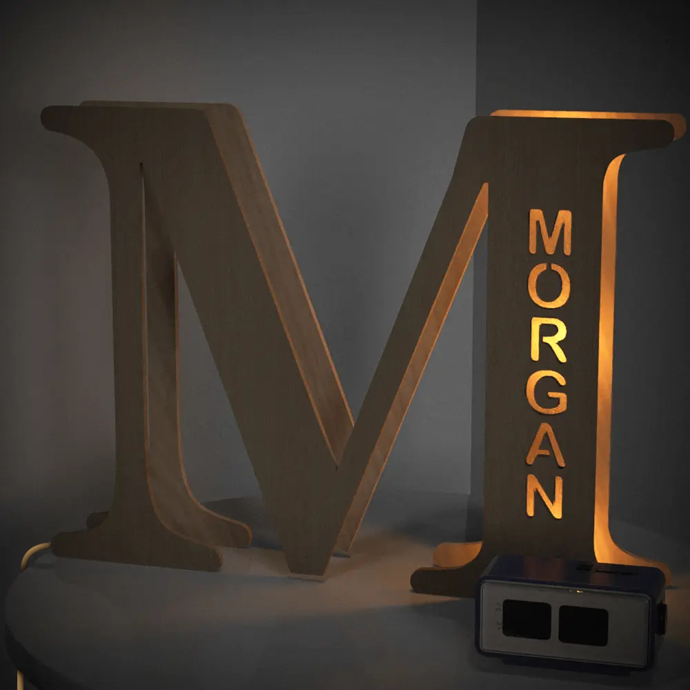 Alphabet Wooden Frame Lamp