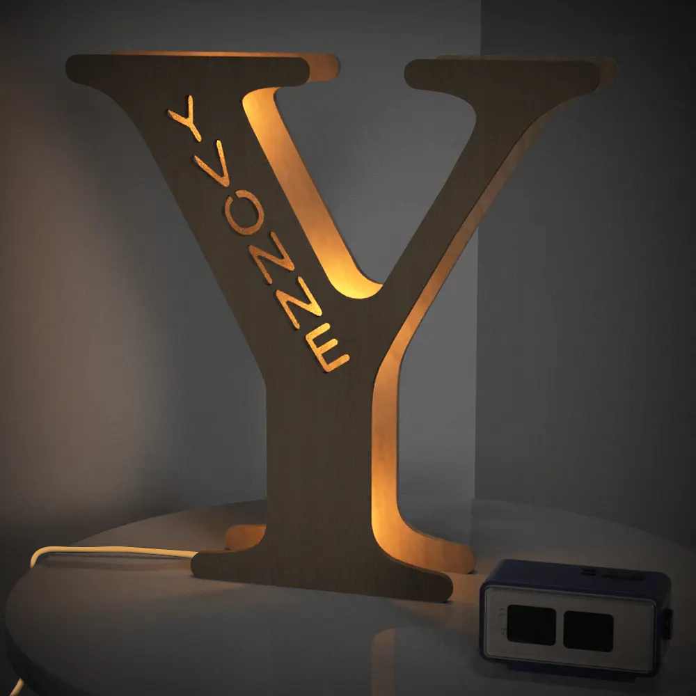 Alphabet Wooden Frame Lamp