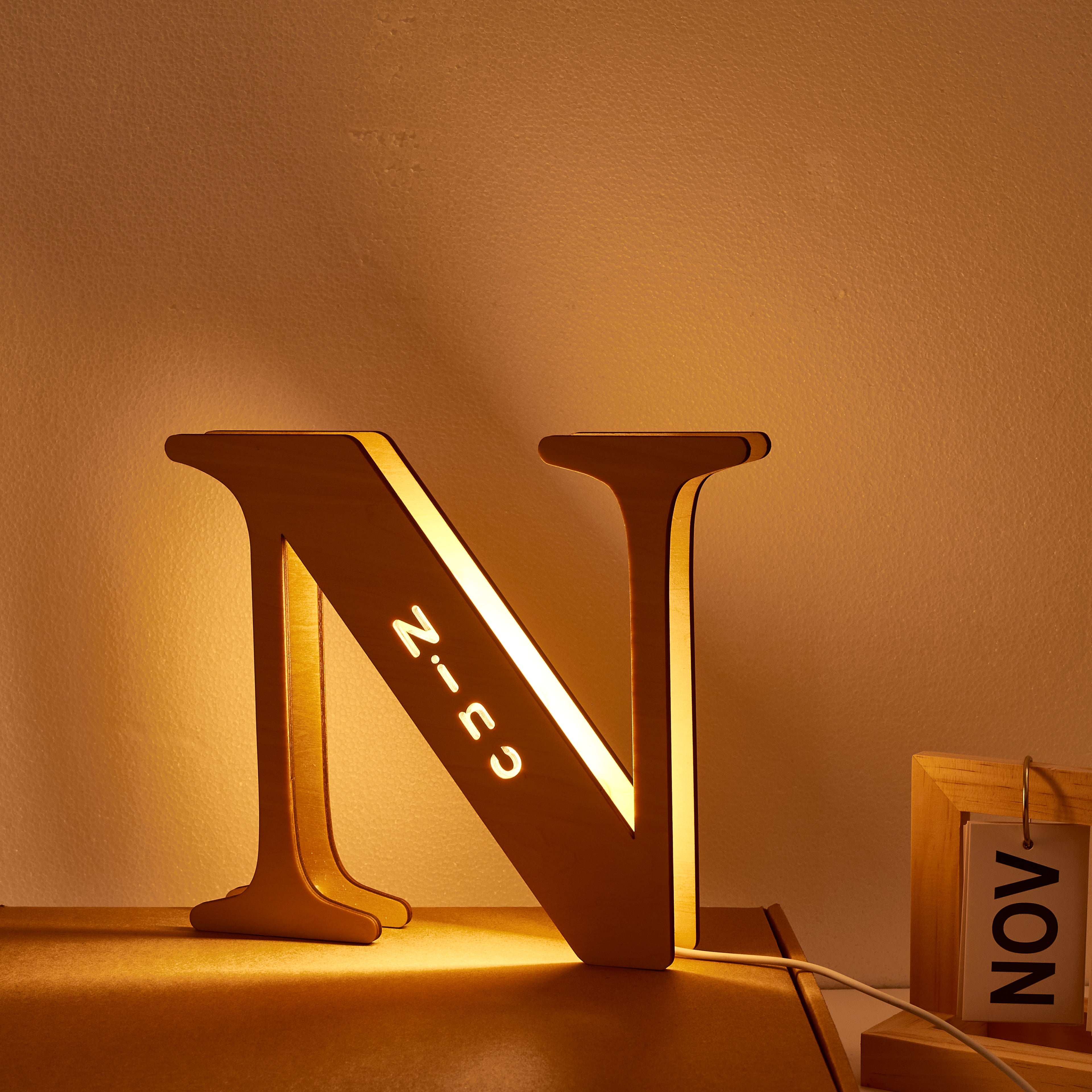 Alphabet Wooden Frame Lamp