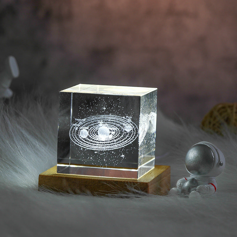 3D Moon Crystal Cube Night Light