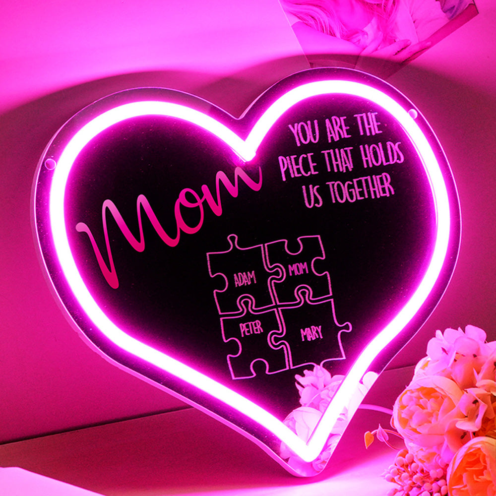 Mom Neon Puzzle Mirror Light