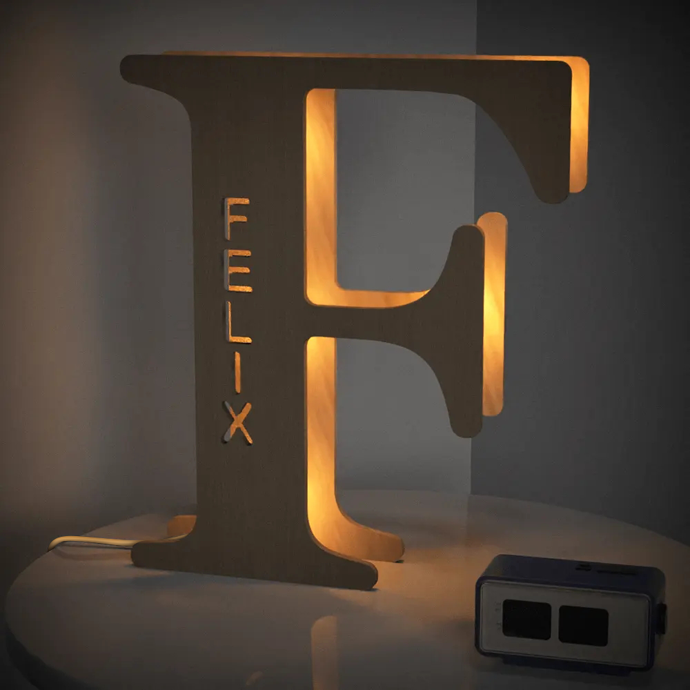 Alphabet Wooden Frame Lamp