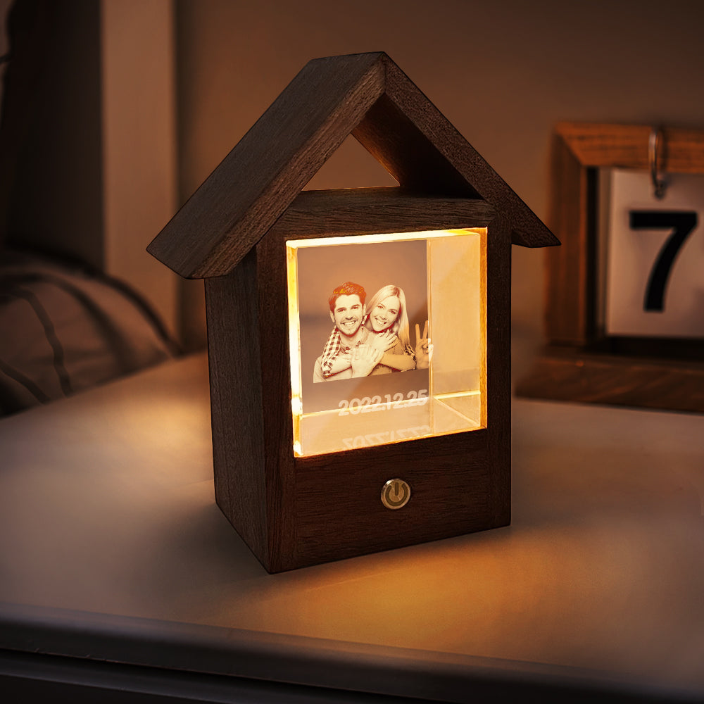 3D Crystal Photo Wooden Frame Lamp