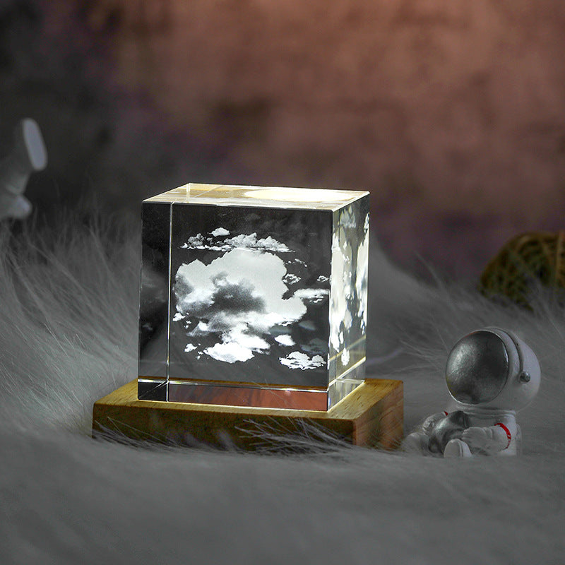 3D Moon Crystal Cube Night Light