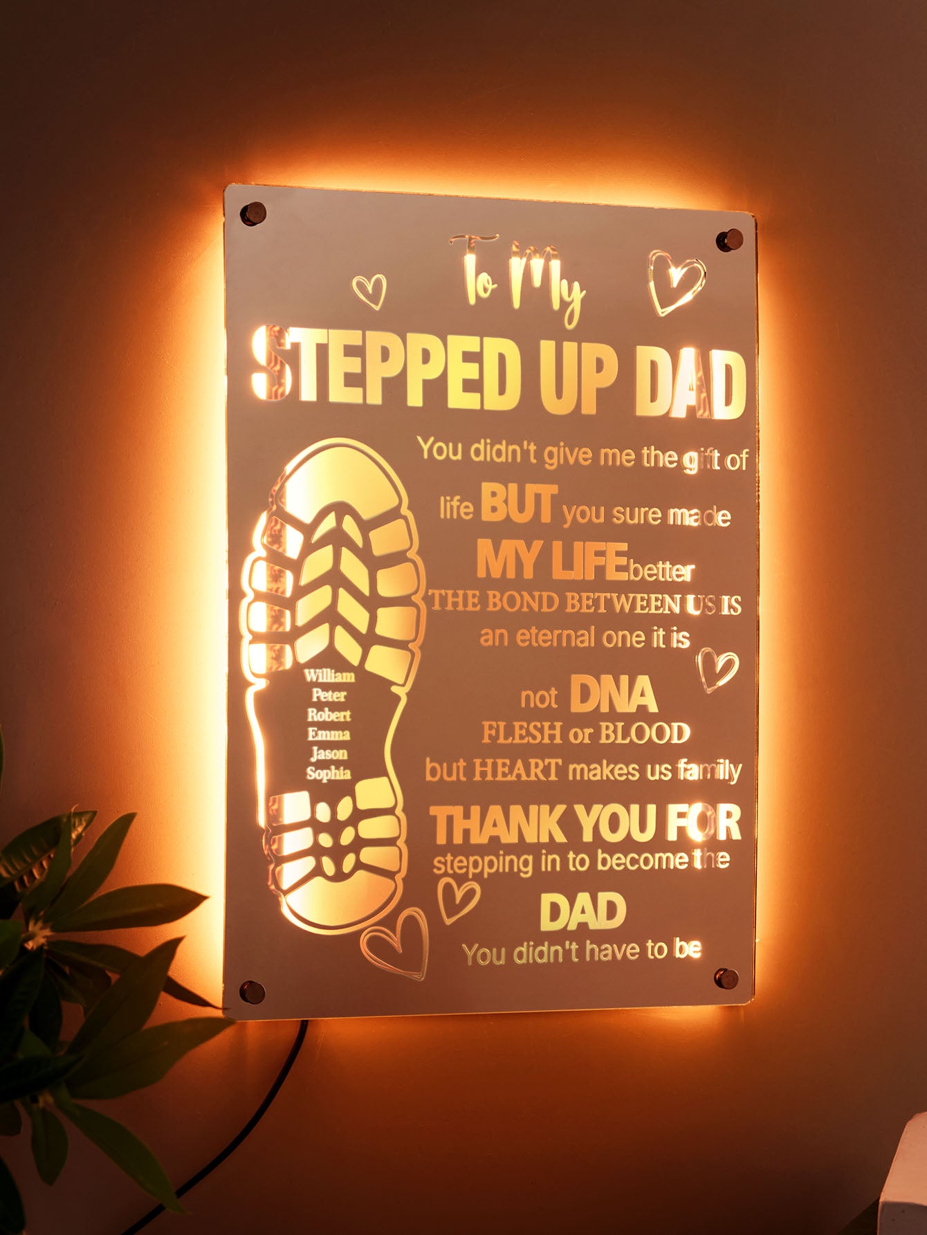 Dad Footprint Mirror Light