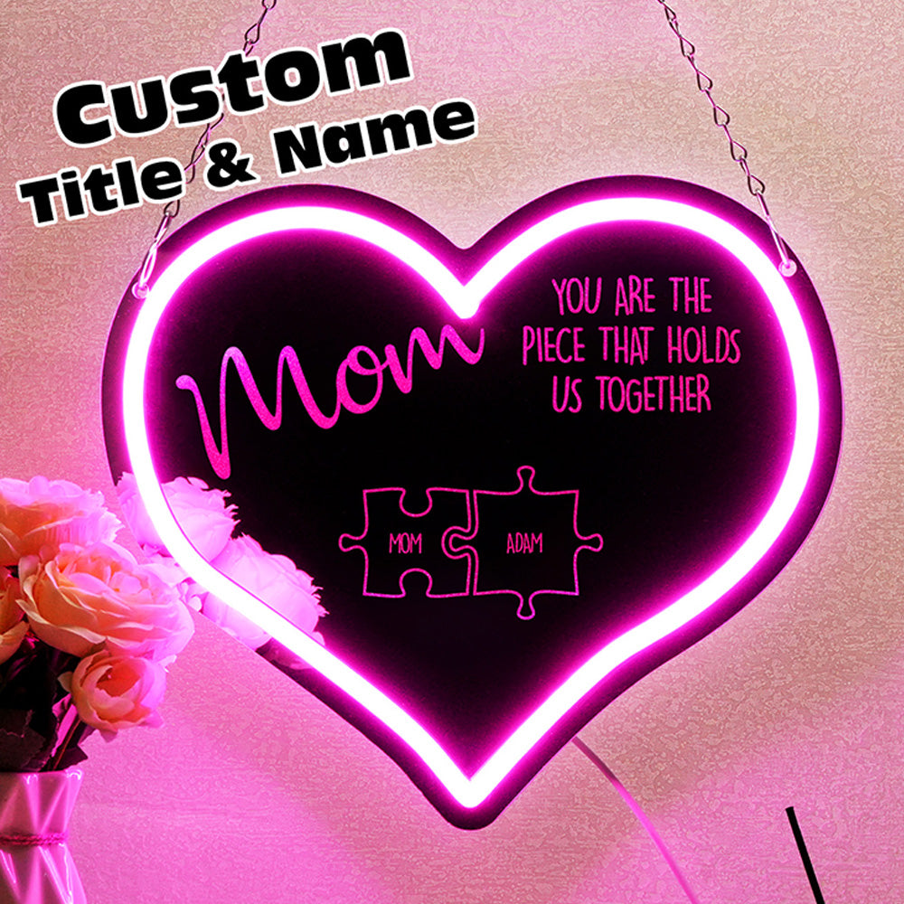 Mom Neon Puzzle Mirror Light