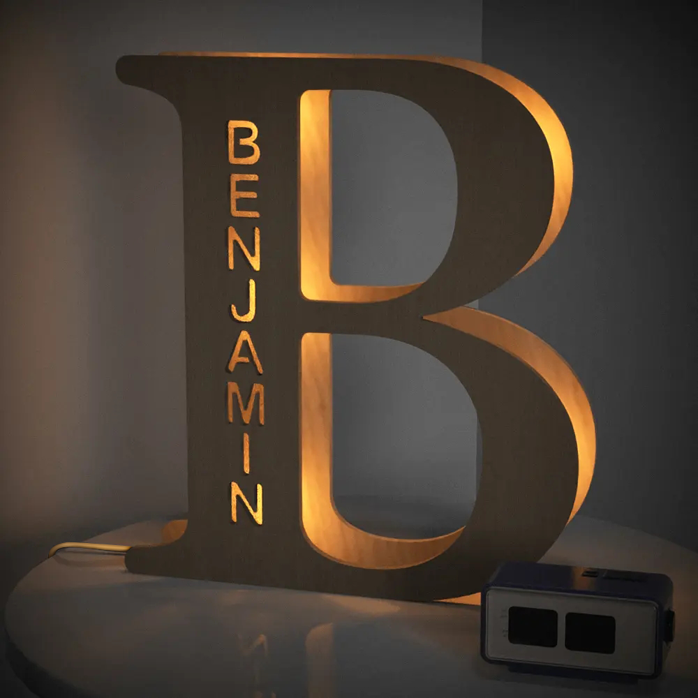 Alphabet Wooden Frame Lamp