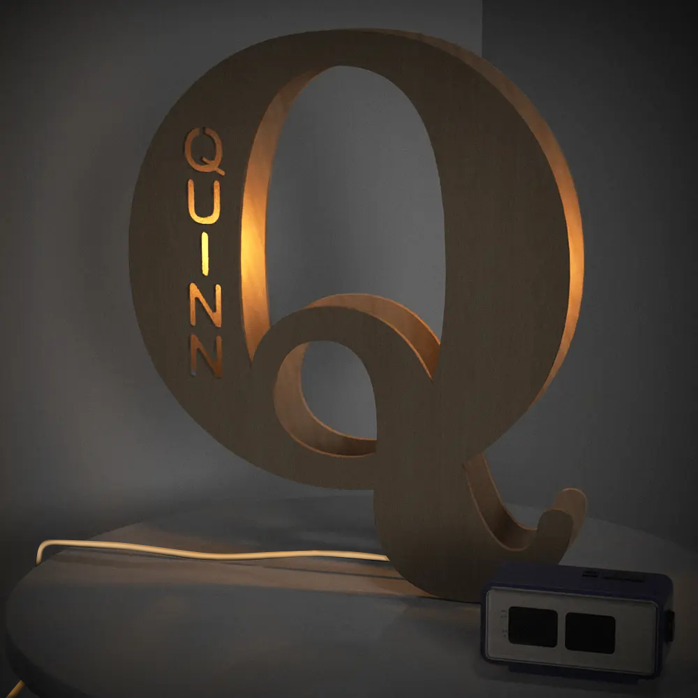 Alphabet Wooden Frame Lamp