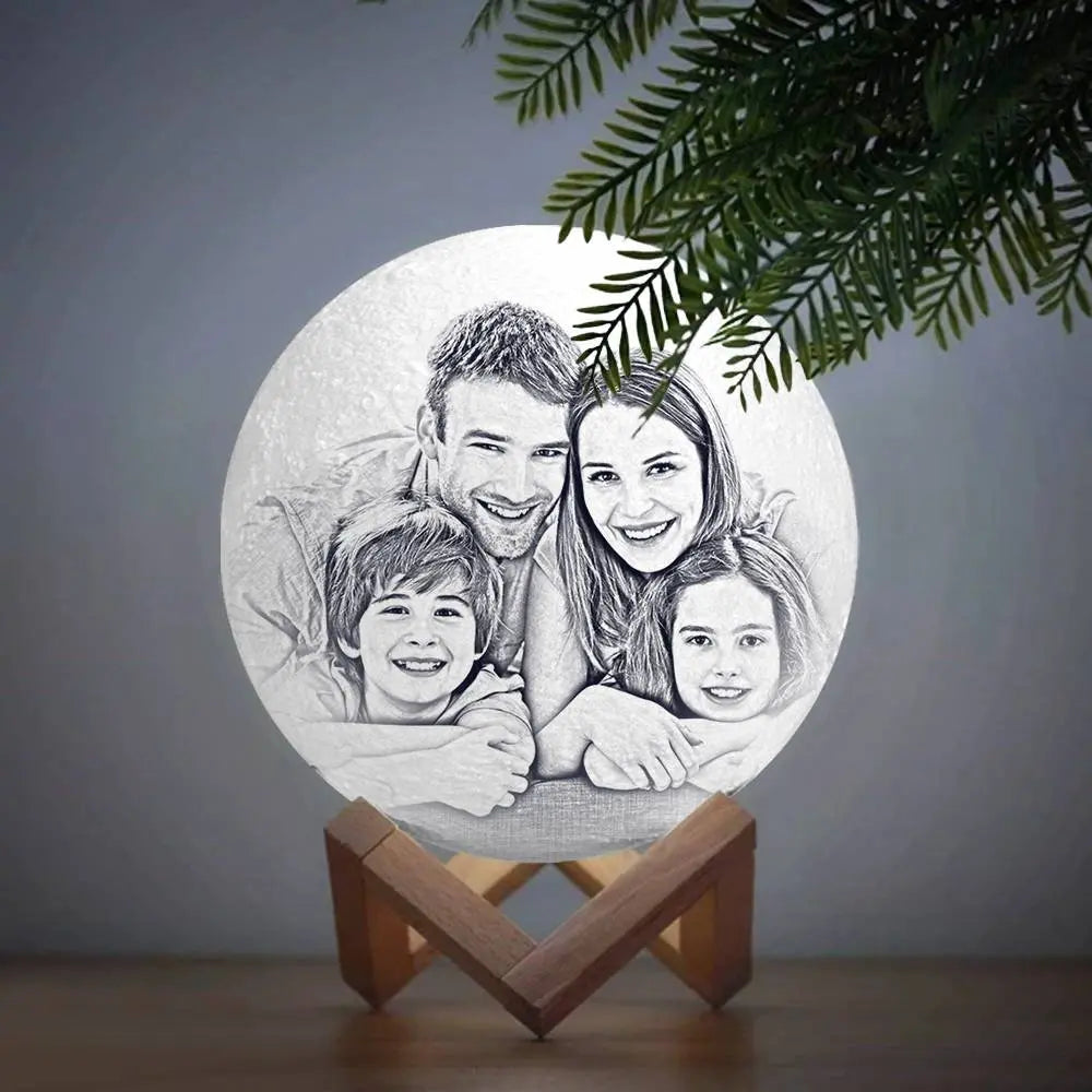 Crescent Moon Wooden Frame Lamp