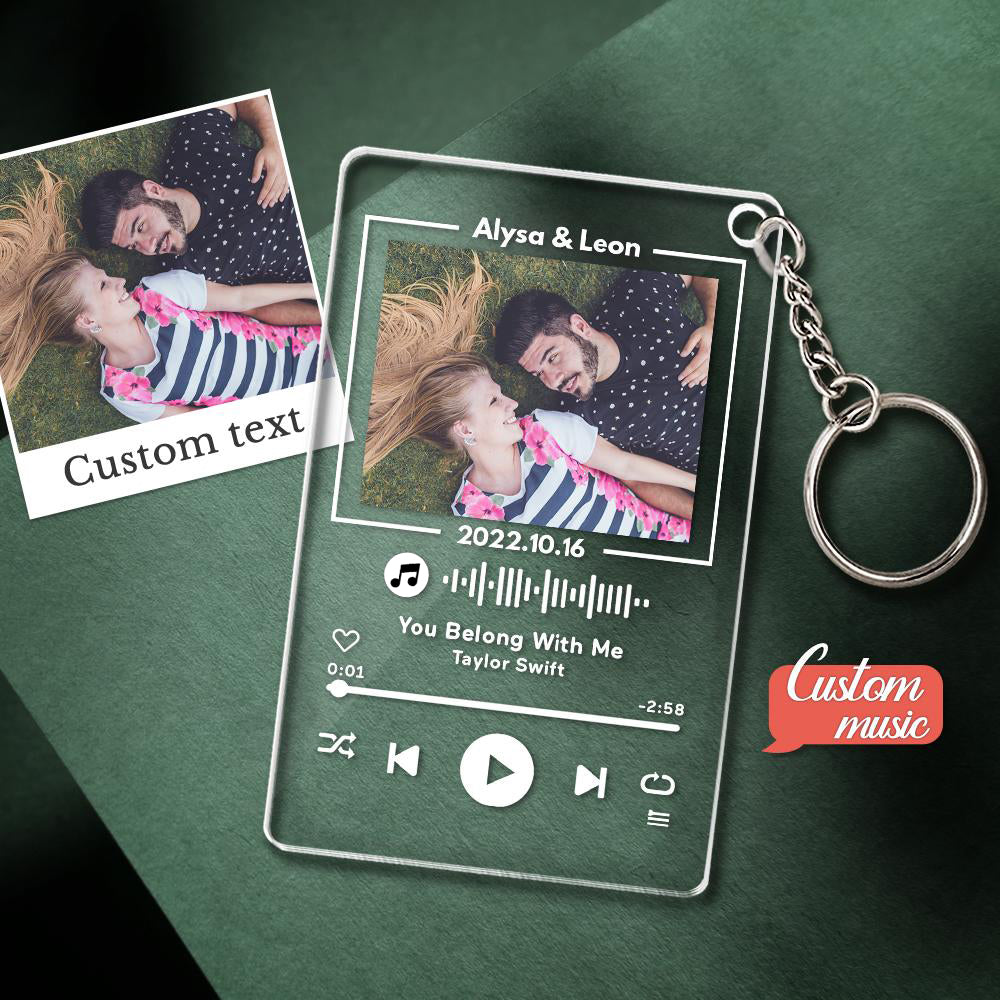 Glass Music Keychain Acrylic QR Lamp
