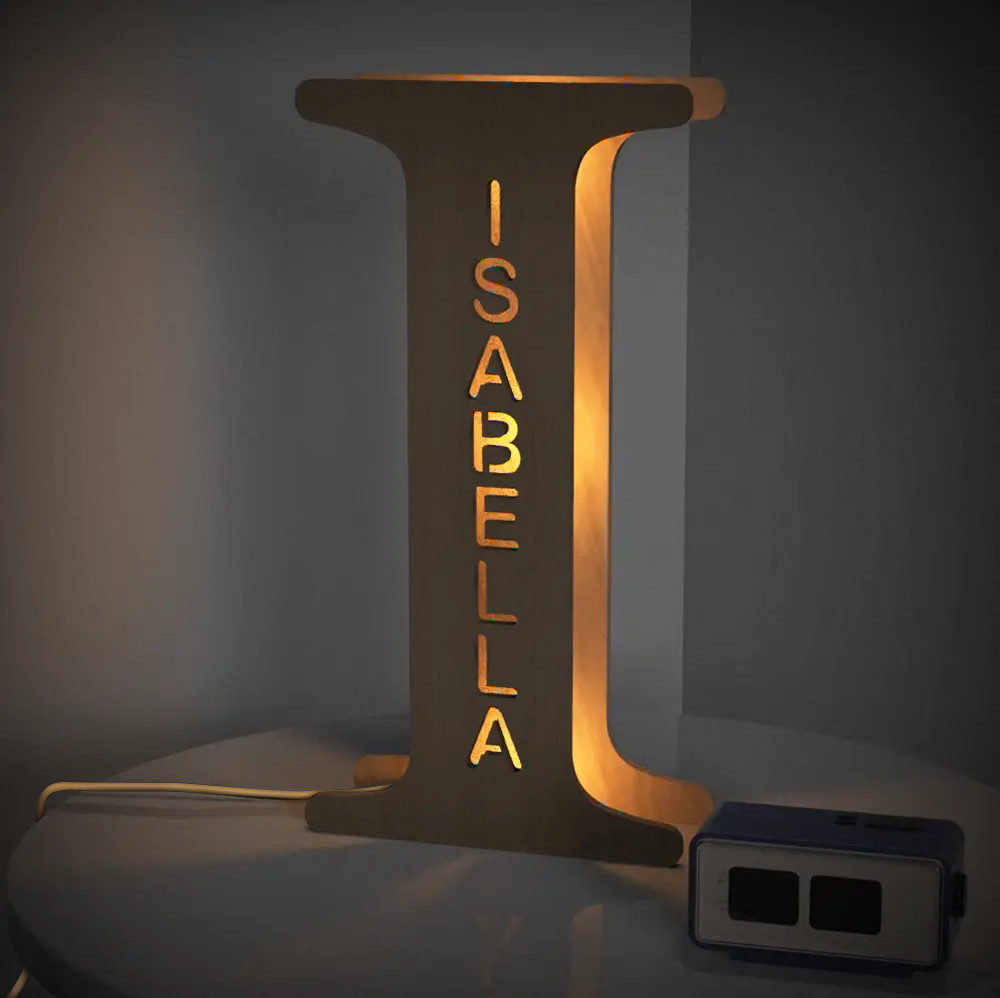 Alphabet Wooden Frame Lamp