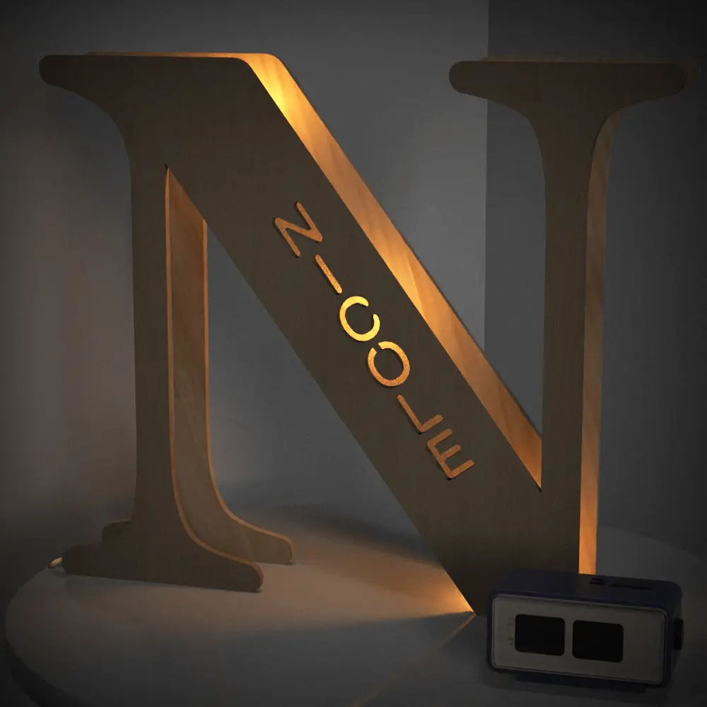 Alphabet Wooden Frame Lamp