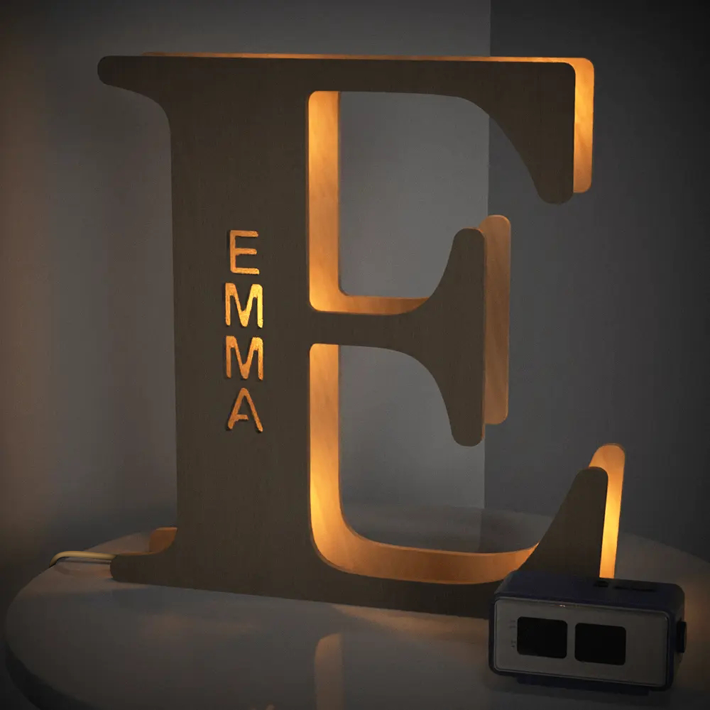 Alphabet Wooden Frame Lamp