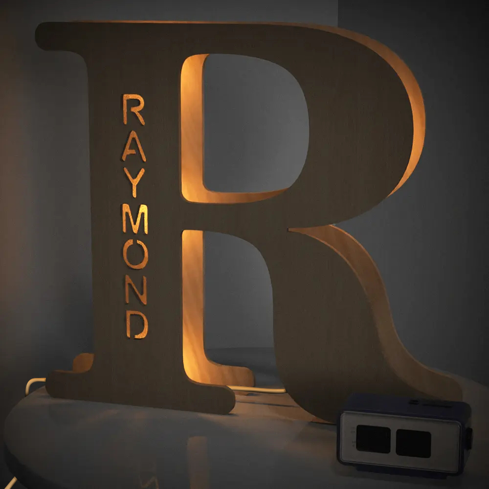 Alphabet Wooden Frame Lamp