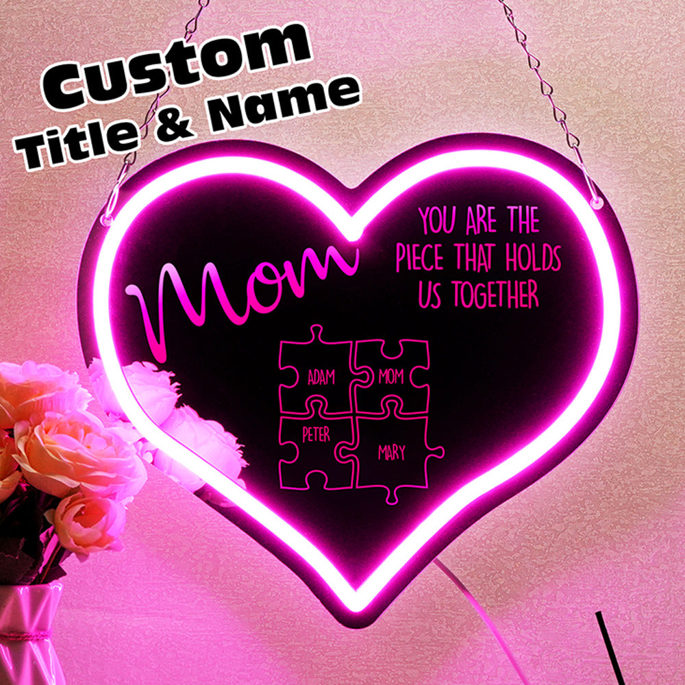 Mom Neon Puzzle Mirror Light