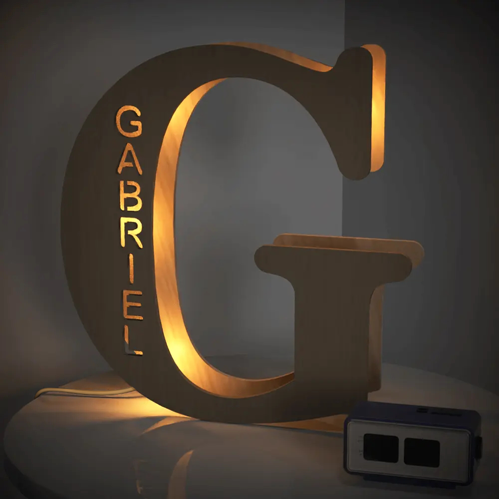 Alphabet Wooden Frame Lamp