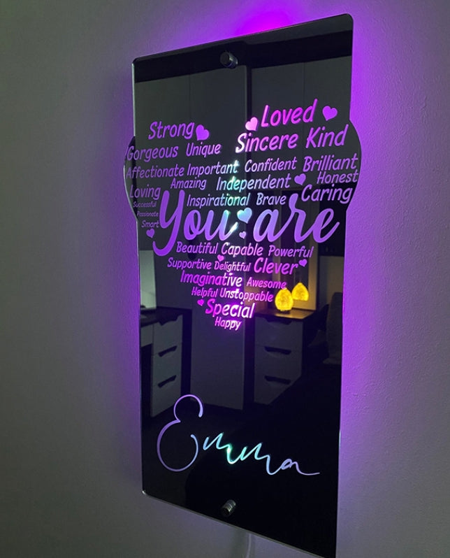 Affirmation Heart Mirror Light