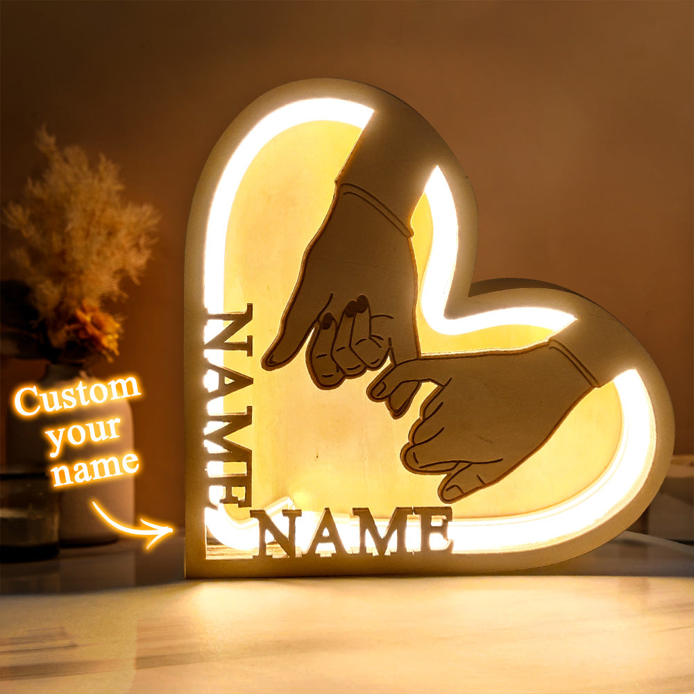 Couple Heart Wooden Frame Lamp