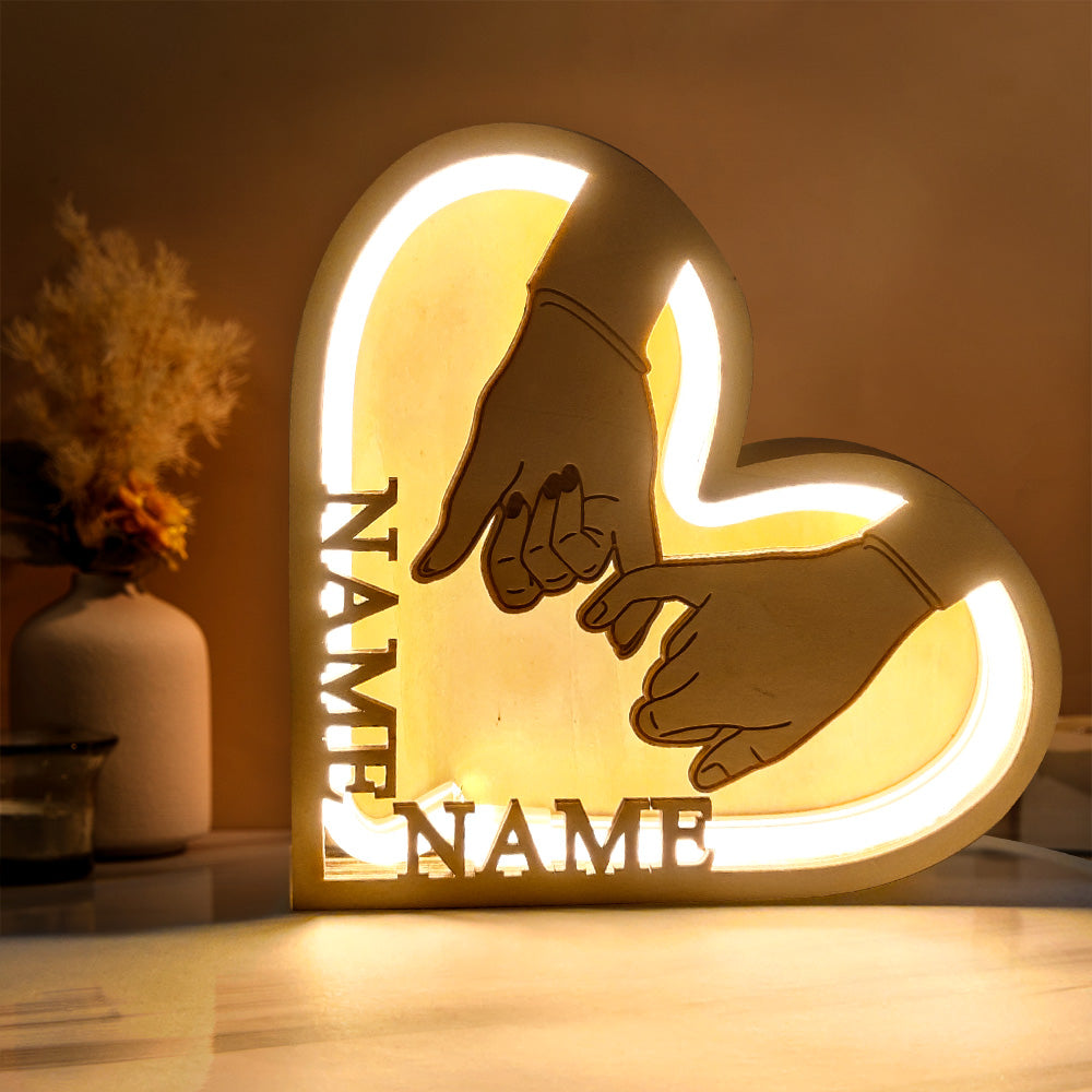 Couple Heart Wooden Frame Lamp
