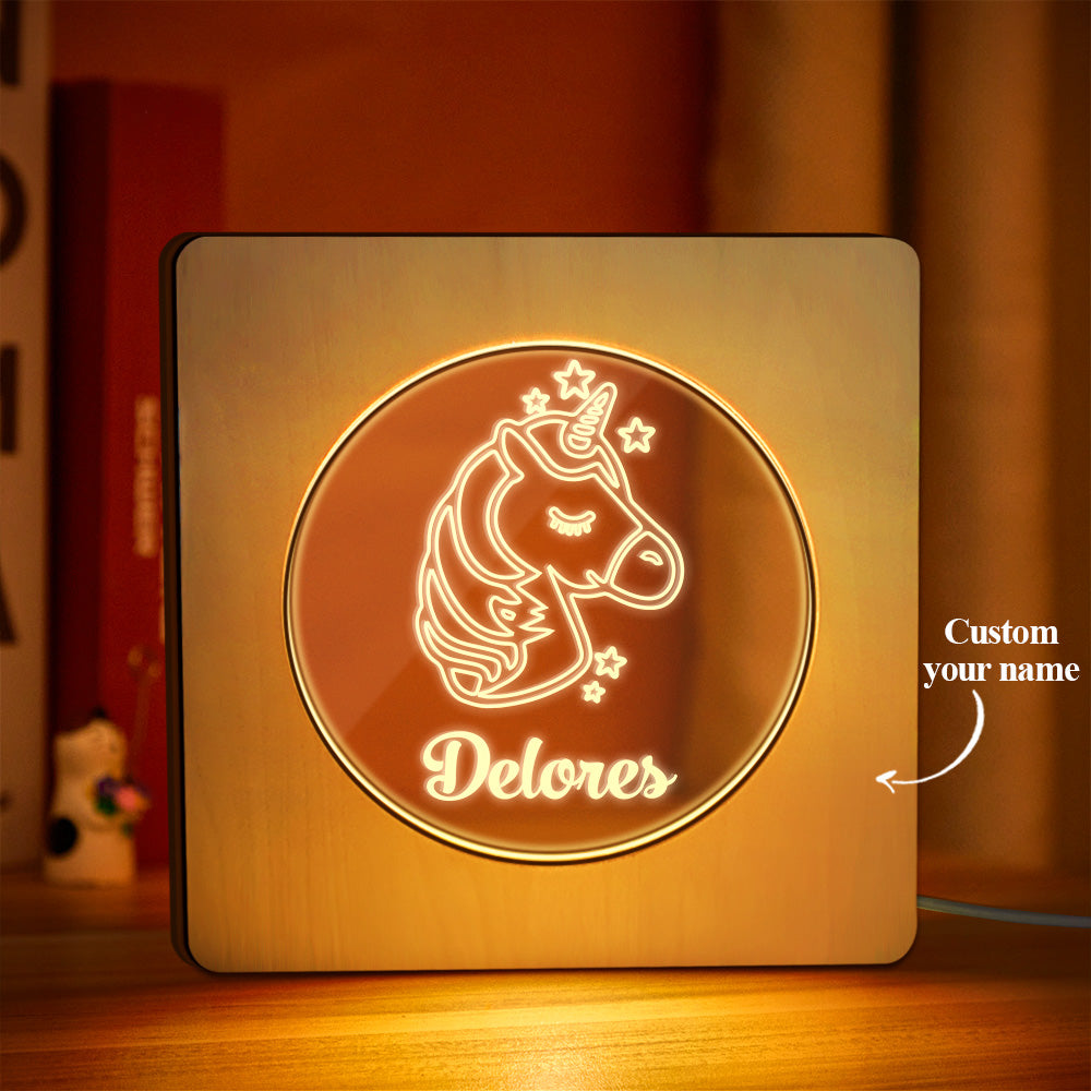 Unicorn Wooden Frame Lamp
