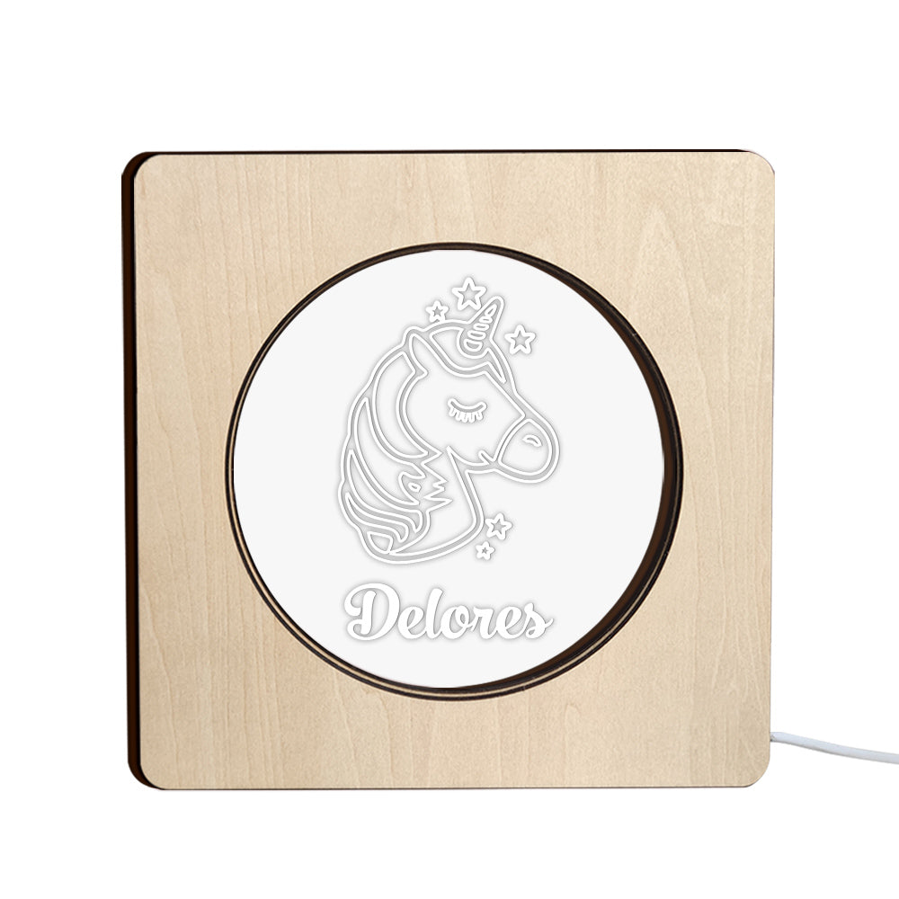 Unicorn Wooden Frame Lamp