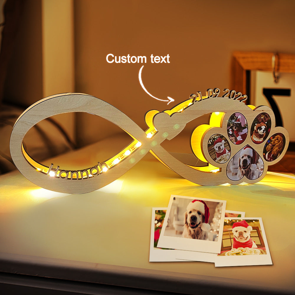 Infinity Dog Paw Wooden Frame Lamp