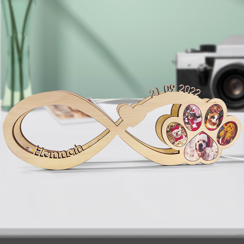 Infinity Dog Paw Wooden Frame Lamp