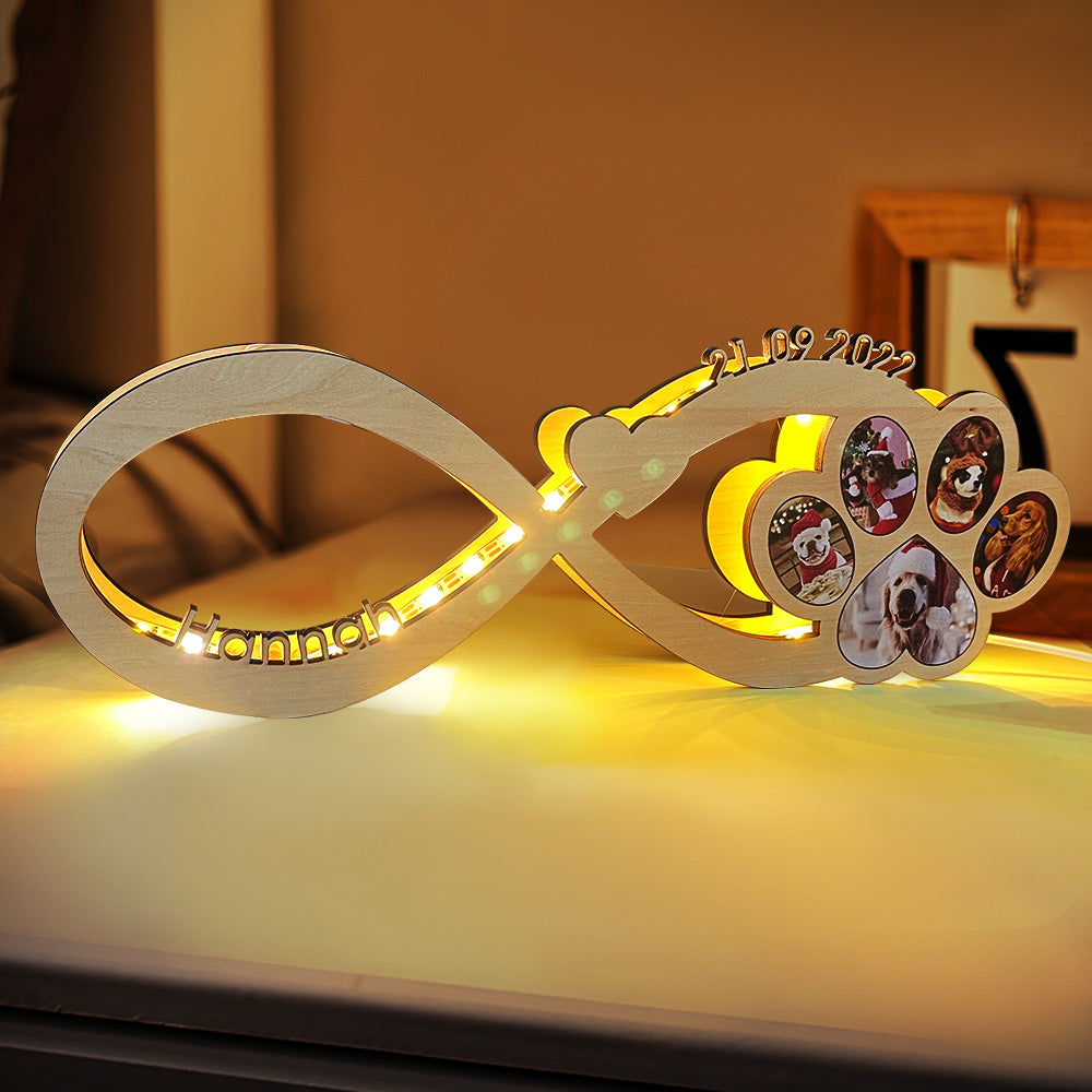 Infinity Dog Paw Wooden Frame Lamp