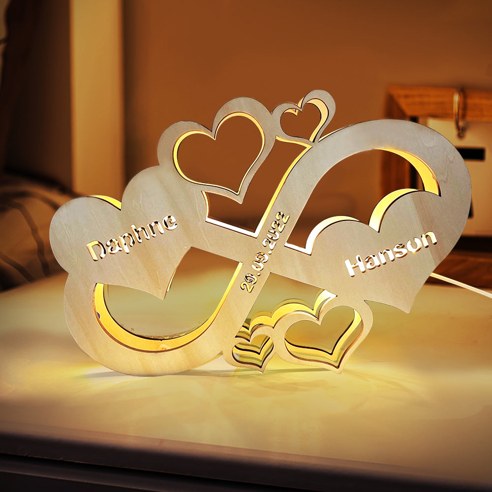 Infinity Heart Wooden Frame Lamp