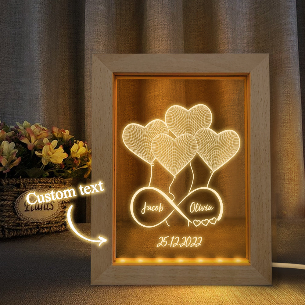 Infinity 3D Heart Wooden Frame Lamp