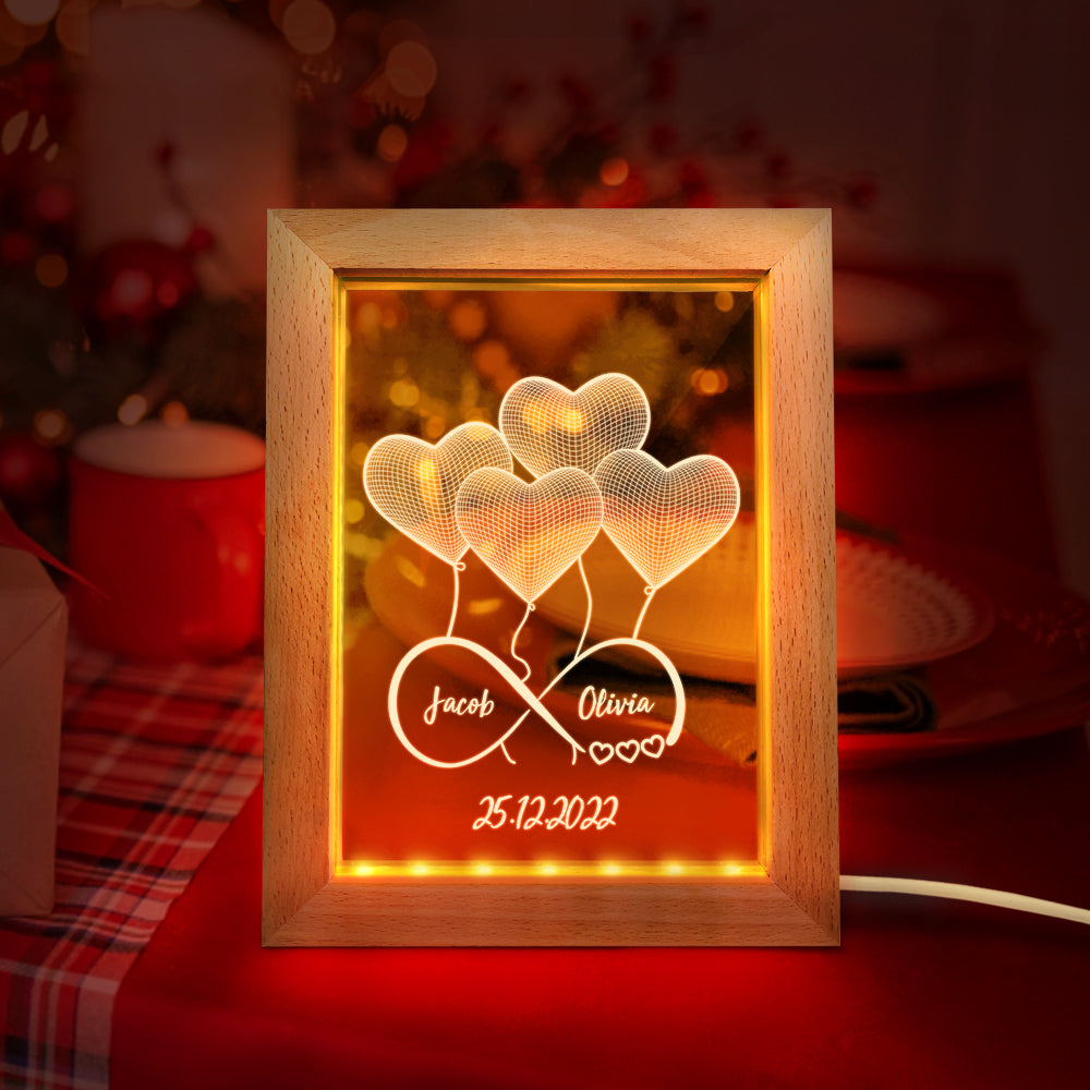 Infinity 3D Heart Wooden Frame Lamp