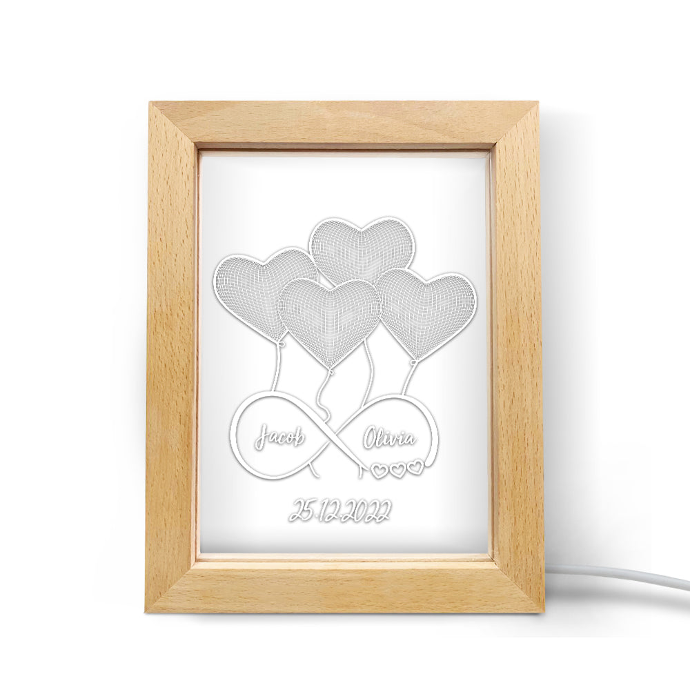 Infinity 3D Heart Wooden Frame Lamp