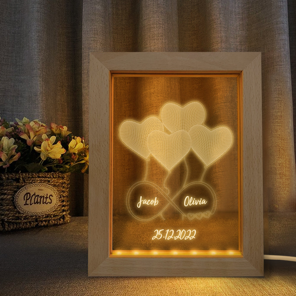 Infinity 3D Heart Wooden Frame Lamp