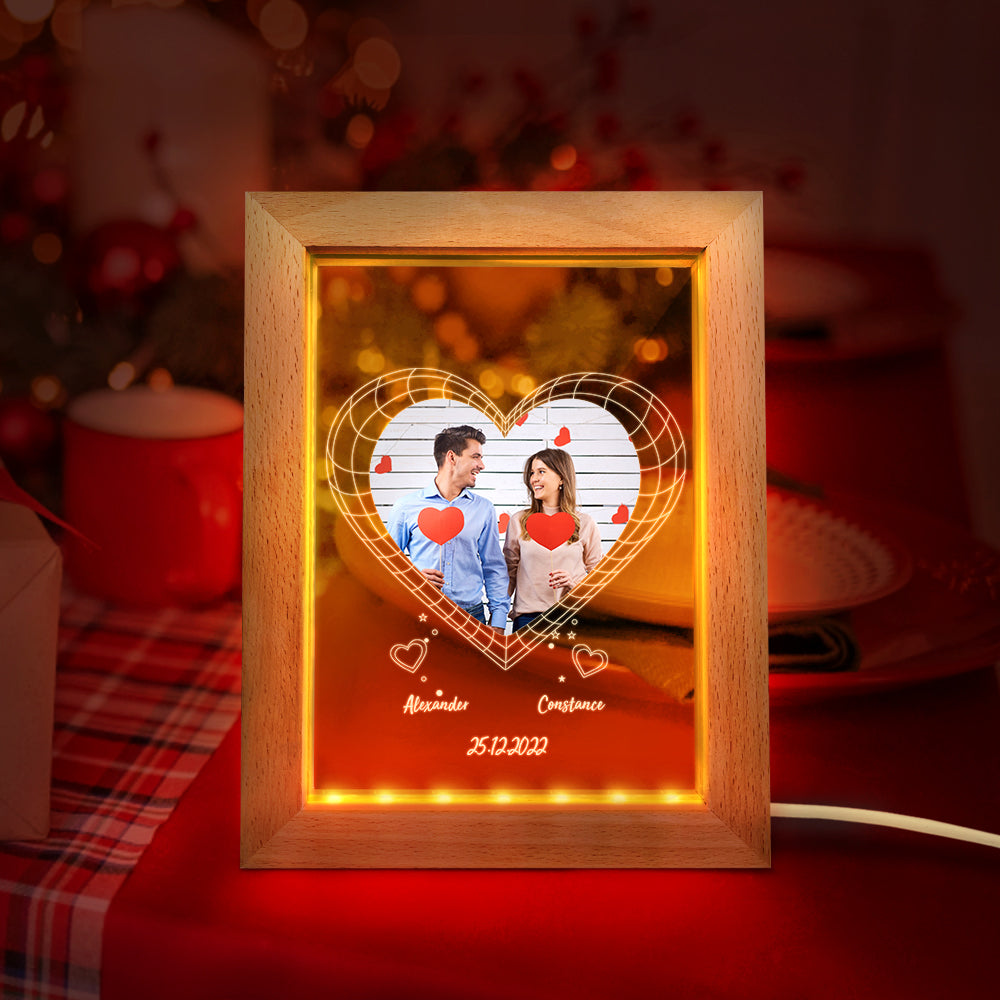 3D Heart Wooden Frame Lamp