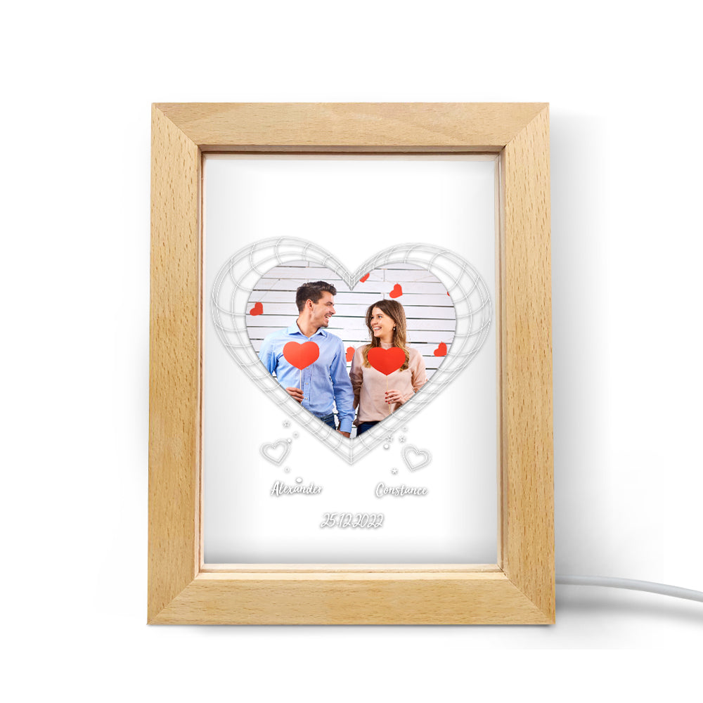 3D Heart Wooden Frame Lamp