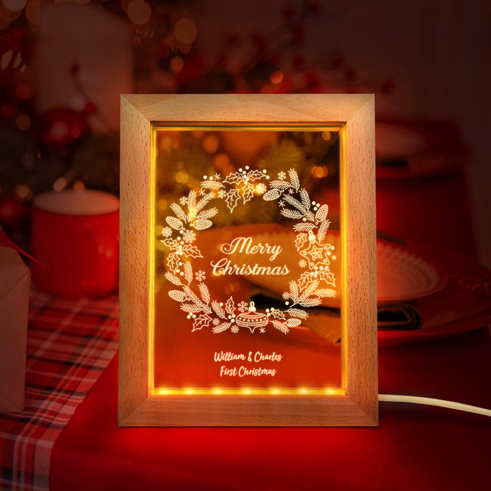 Christmas Wreath Wooden Frame Lamp