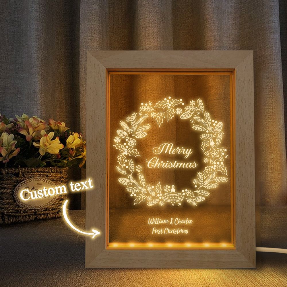 Christmas Wreath Wooden Frame Lamp