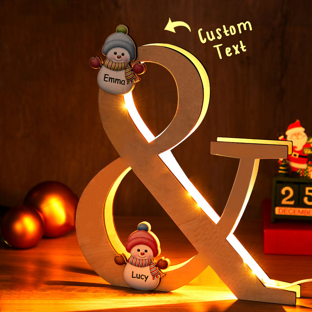 Snowman Wooden Frame Lamp